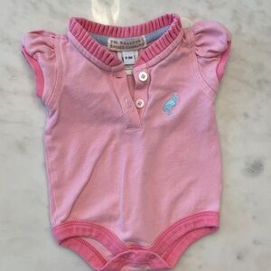 The Beaufort Bonnet Company Pink Ruffle Polo and matching bloomers. EUC. 0/3 mo